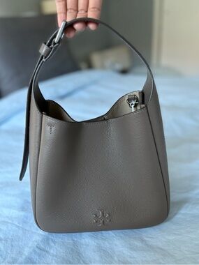 THEA SMALL SLOUCHY
SHOULDER BAG by Tory Burch in wild mushroom color
